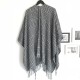 European and American spring, autumn and winter black and white checkered split large shawl, faux cashmere large jacquard tassel split shawl European and American spring, autumn and winter black and white checkered split large shawl, faux cashmere large jacquard tassel split shawl