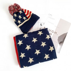 Autumn and winter Korean version Star couple knitted woolen scarf, scarf, children's parent-child hat and scarf two-piece set