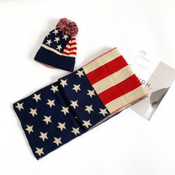 Autumn and winter Korean version Star couple knitted woolen scarf, scarf, children's parent-child hat and scarf two-piece set