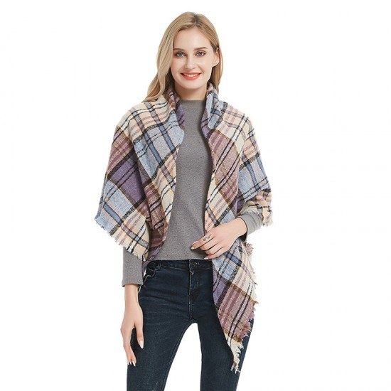 Amazon's best-selling cross-border products for spring, autumn and winter in Europe and America: loop yarn, full polyester, spiky wool, checkered triangular shawls, scarves and scarves Amazon's best-selling cross-border products for spring, autumn and winter in Europe and America: loop yarn, full polyester, spiky wool, checkered triangular shawls, scarves and scarves