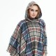 Factory direct sales of new export capes, European and American spring, autumn and winter new tweed pullover checkered hooded cape shawls Factory direct sales of new export capes, European and American spring, autumn and winter new tweed pullover checkered hooded cape shawls