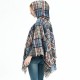 Factory direct sales of new export capes, European and American spring, autumn and winter new tweed pullover checkered hooded cape shawls Factory direct sales of new export capes, European and American spring, autumn and winter new tweed pullover checkered hooded cape shawls