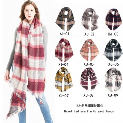 Foreign trade European and American autumn and winter new style circle sand diagonal checkered scarf, women's thickened checkered scarf shawl manufacturer