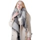 Factory direct supply for export to Europe and America autumn and winter thickened women's shawls with loop yarn, black and gray checkered diagonal scarves in stock