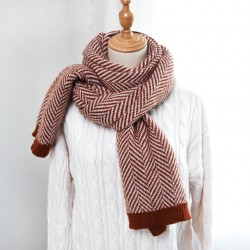 Wholesale of Korean autumn and winter new herringbone woolen scarves for women and men, knitted scarves and couple scarves