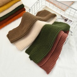 Korean autumn and winter new style gold coin needle color-blocked woolen scarf, women's small scarf, scarf, wholesale from Tonglu factory