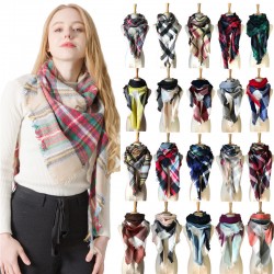 Amazon cross-border European and American spring and winter imitation cashmere seven-color checkered square scarves, triangular shawls, scarves and scarves manufacturer