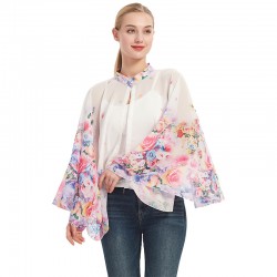 Summer new button sun-protective clothing for driving and cycling, women 's cardigan printed anti-嗮 thin shawl sunshade cape