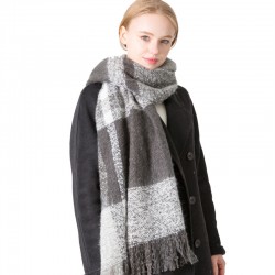 Cross-border exclusive supply of full polyester loop sand check scarves for women's warmth and tassel scarves and shawls for autumn and winter in Europe and America