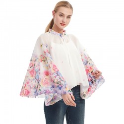 Summer new button sun-protective clothing for driving and cycling, women 's cardigan printed anti-嗮 thin shawl sunshade cape