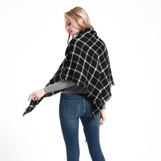 Amazon's popular export European and American faux cashmere seven-color checkered triangular shawl, scarf and scarf manufacturer for spring, autumn and winter
