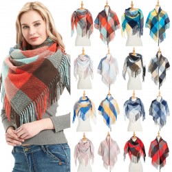 Factory direct supply for cross-border export to Europe and America, autumn and winter men's and women's scarves, fringed tassels, checkered square scarves, shawls