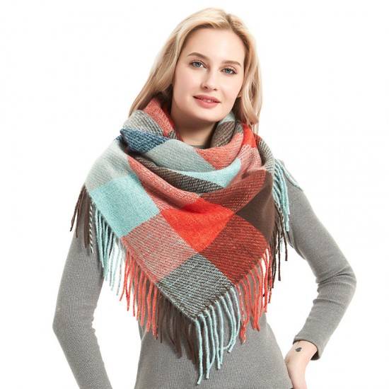 Factory direct supply for cross-border export to Europe and America, autumn and winter men's and women's scarves, fringed tassels, checkered square scarves, shawls