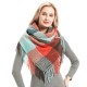 Factory direct supply for cross-border export to Europe and America, autumn and winter men's and women's scarves, fringed tassels, checkered square scarves, shawls
