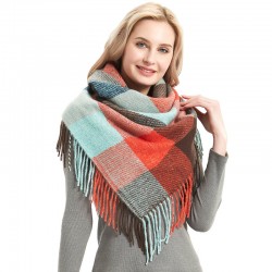 Factory direct supply for cross-border export to Europe and America, autumn and winter men's and women's scarves, fringed tassels, checkered square scarves, shawls