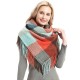 Factory direct supply for cross-border export to Europe and America, autumn and winter men's and women's scarves, fringed tassels, checkered square scarves, shawls