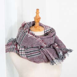 New autumn and winter checkered large scarf for women, thickened and enlarged faux cashmere warm scarf shawl