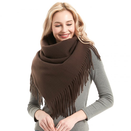 Factory direct supply of European and American style autumn and winter men's and women's full polyester knitted solid color fringed square scarves and scarves wholesale Factory direct supply of European and American style autumn and winter men's and women's full polyester knitted solid color fringed square scarves and scarves wholesale