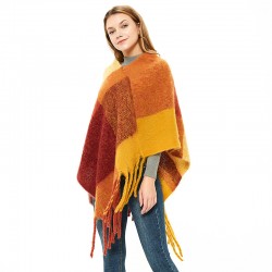 Amazon's hot European and American style new autumn and winter women's shawl, thick fringed loop gauze, large checkered cape
