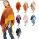 Amazon's hot European and American style new autumn and winter women's shawl, thick fringed loop gauze, large checkered cape Amazon's hot European and American style new autumn and winter women's shawl, thick fringed loop gauze, large checkered cape