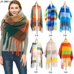 Amazon's popular European and American style hoop sand autumn and winter new thickened thick tassel large checkered scarf for women