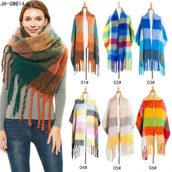 Amazon's popular European and American style hoop sand autumn and winter new thickened thick tassel large checkered scarf for women
