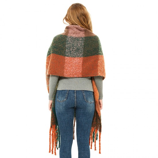 Amazon's popular European and American style hoop sand autumn and winter new thickened thick tassel large checkered scarf for women