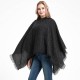 Factory direct sales, foreign trade in stock, European and American spring, autumn and winter women's shawls with floral patterns, pure black hooded capes Factory direct sales, foreign trade in stock, European and American spring, autumn and winter women's shawls with floral patterns, pure black hooded capes