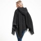 Factory direct sales, foreign trade in stock, European and American spring, autumn and winter women's shawls with floral patterns, pure black hooded capes Factory direct sales, foreign trade in stock, European and American spring, autumn and winter women's shawls with floral patterns, pure black hooded capes