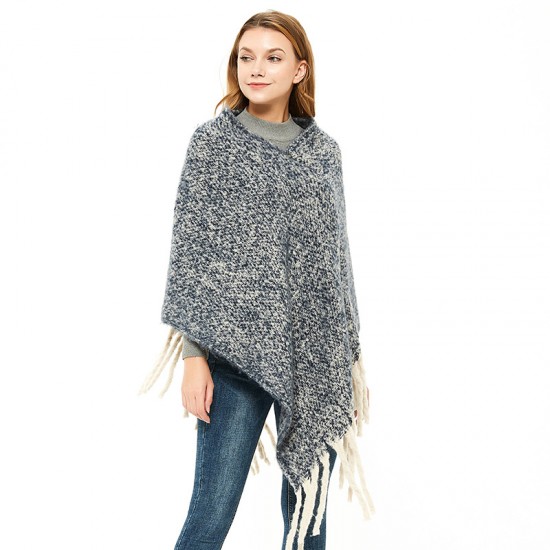 Factory direct sales for export, European and American style, looped tulle braid, thick and long tassels, autumn and winter thickened flowered shawl cape