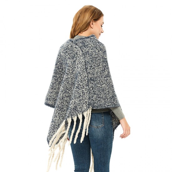 Factory direct sales for export, European and American style, looped tulle braid, thick and long tassels, autumn and winter thickened flowered shawl cape