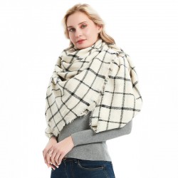 Factory direct sales, new autumn and winter style scarves, faux cashmere acrylic black beige checkered square scarves and shawls for women