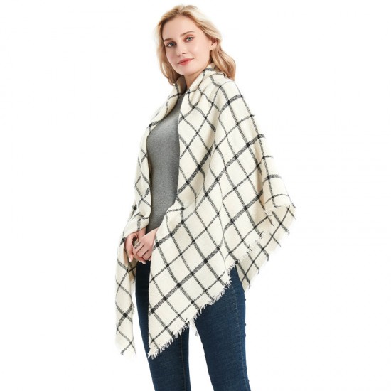 Factory direct sales, new autumn and winter style scarves, faux cashmere acrylic black beige checkered square scarves and shawls for women
