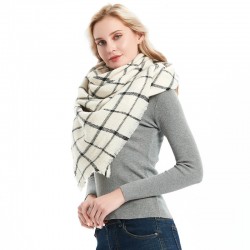 Factory direct sales, new autumn and winter style scarves, faux cashmere acrylic black beige checkered square scarves and shawls for women