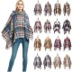 Factory direct sales of new export capes, European and American spring, autumn and winter new tweed pullover checkered hooded cape shawls Factory direct sales of new export capes, European and American spring, autumn and winter new tweed pullover checkered hooded cape shawls