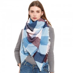 Factory direct sales of 48-count fine yarn high-density checkered square scarves and shawls for women with European and American autumn and winter outer molds