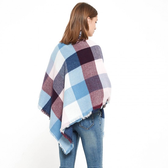 Factory direct sales of 48-count fine yarn high-density checkered square scarves and shawls for women with European and American autumn and winter outer molds