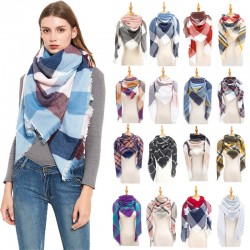 Factory direct sales of 48-count fine yarn high-density checkered square scarves and shawls for women with European and American autumn and winter outer molds