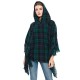 Factory direct supply of popular European and American spring, autumn, winter and Christmas green shawls, looped chiffon, checkered hooded capes