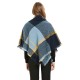 Amazon's hot autumn and winter new style European and American loop yarn shawl manufacturer blue fringed checkered square scarf