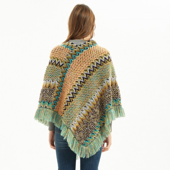 New Christmas style women's red retro ethnic style Tibetan travel pullover cape shawl for spring, autumn and winter