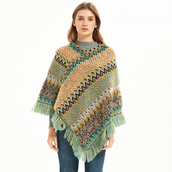 New Christmas style women's red retro ethnic style Tibetan travel pullover cape shawl for spring, autumn and winter