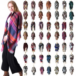 Wholesale of new autumn and winter seven-color checkered square scarves, men's and women's faux cashmere checkered scarves and shawls from Europe and America