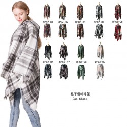 European and American spring, autumn and winter new seven-color checkered hooded cape shawl, hooded head, air conditioner large shawl manufacturer