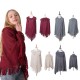 European and American autumn and winter warp knitted bat-sleeved lapel knitted sweater, women's fringed knitted sweater, pullover, cape and shawl