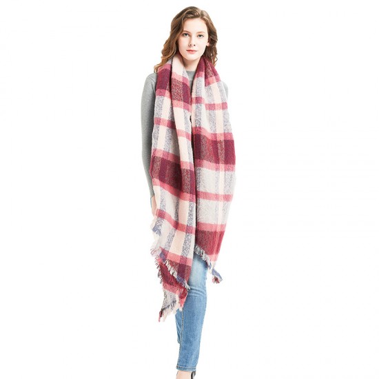 Foreign trade European and American autumn and winter new style circle sand diagonal checkered scarf, women's thickened checkered scarf shawl manufacturer Foreign trade European and American autumn and winter new style circle sand diagonal checkered scarf, women's thickened checkered scarf shawl manufacturer