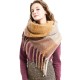 Thickened double-sided patchwork scarves and shawls for autumn and winter in the European and American style with thick tassels and braids Thickened double-sided patchwork scarves and shawls for autumn and winter in the European and American style with thick tassels and braids