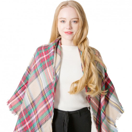 Amazon cross-border European and American spring and winter imitation cashmere seven-color checkered square scarves, triangular shawls, scarves and scarves manufacturer Amazon cross-border European and American spring and winter imitation cashmere seven-color checkered square scarves, triangular shawls, scarves and scarves manufacturer