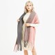European and American thick tassel loop gauze color-blocked scarf, solid color shawl for women, thickened two-color color-blocked warm scarf for autumn and winter European and American thick tassel loop gauze color-blocked scarf, solid color shawl for women, thickened two-color color-blocked warm scarf for autumn and winter