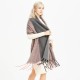 European and American thick tassel loop gauze color-blocked scarf, solid color shawl for women, thickened two-color color-blocked warm scarf for autumn and winter European and American thick tassel loop gauze color-blocked scarf, solid color shawl for women, thickened two-color color-blocked warm scarf for autumn and winter